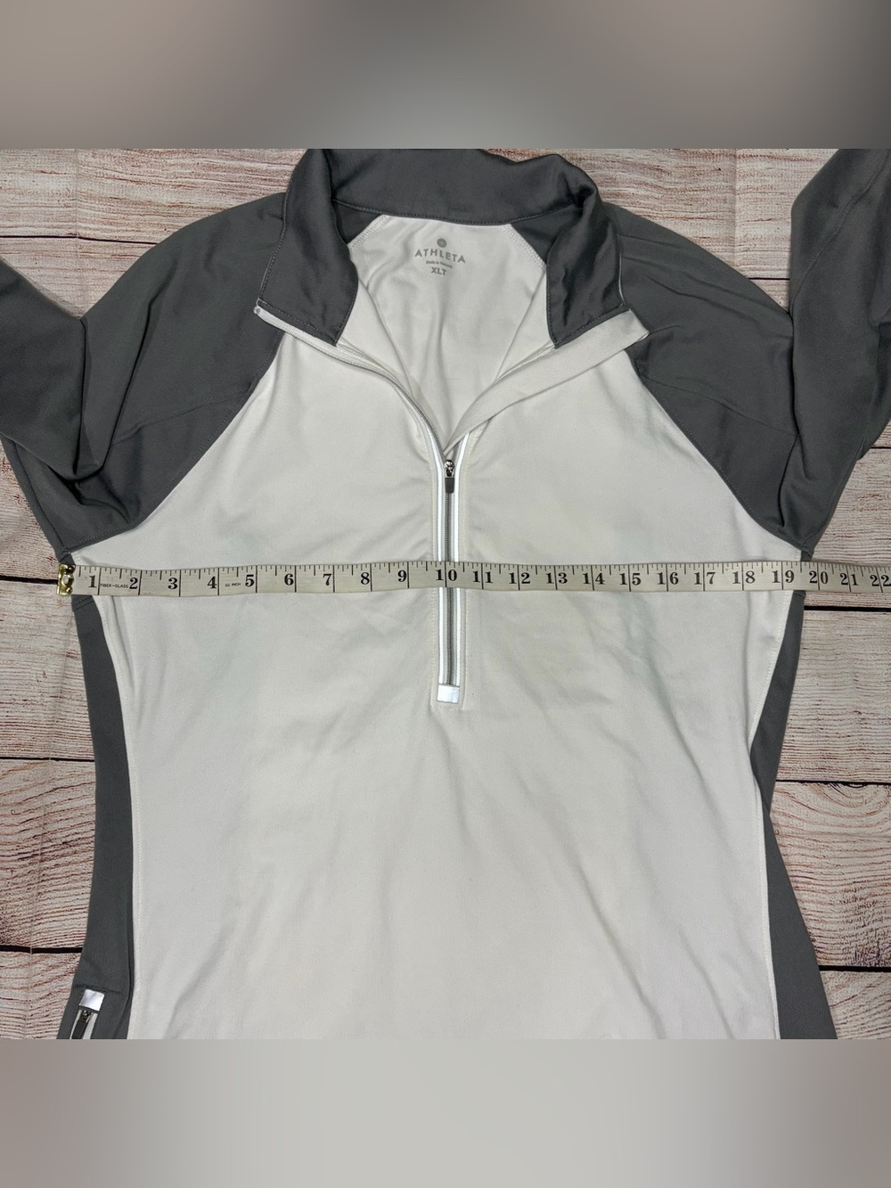 Athleta White and Charcoal Performance Half-Zip Pullover - Picture 3 of 5